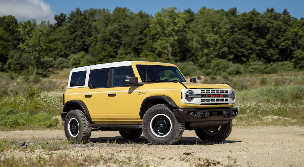 A yellow 2025 Ford Bronco Heritage Edition.